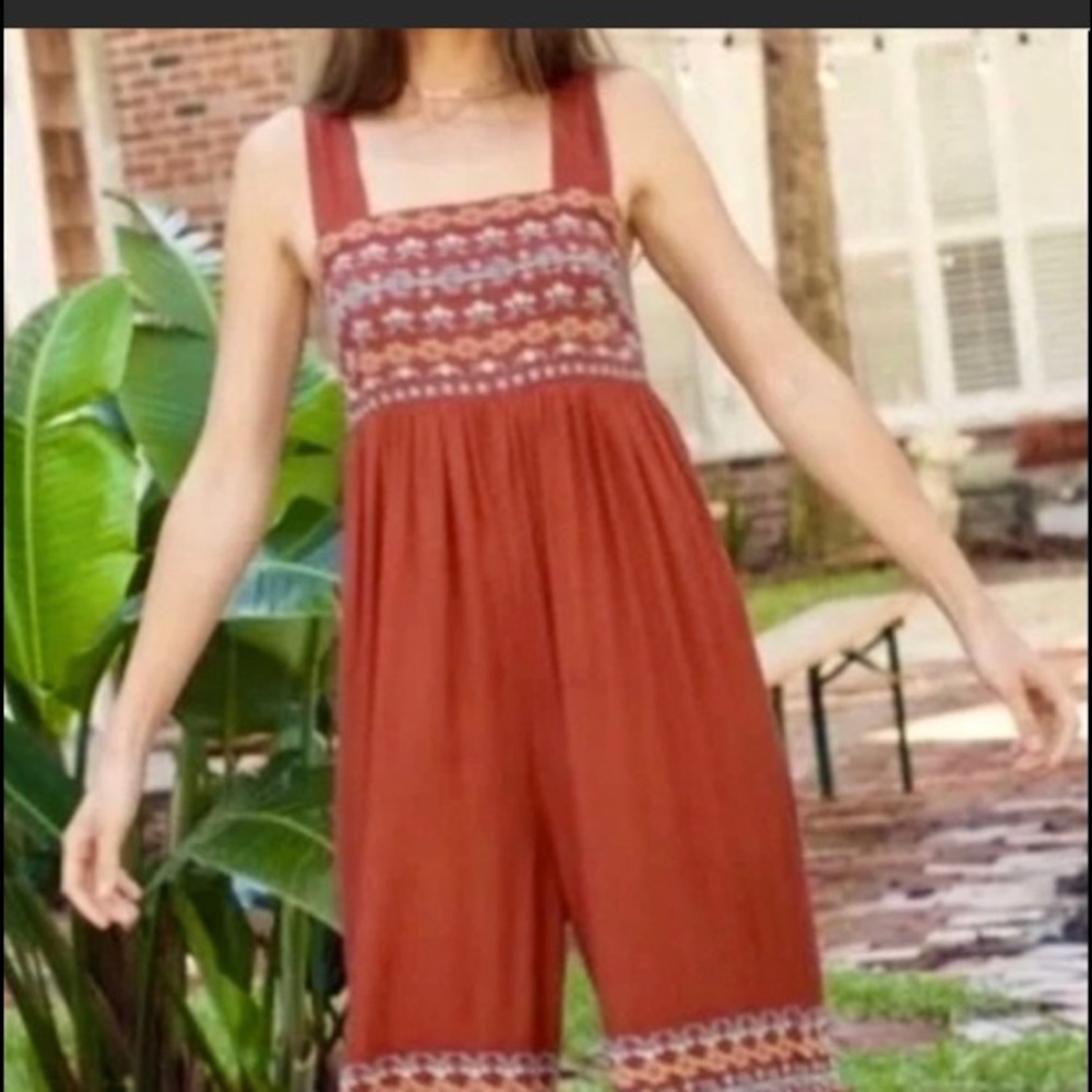 NATURAL LIFE HANNA JUMPER BOHEMIAN LARGE WIDE LEG RUFFLE HEM SIZE L